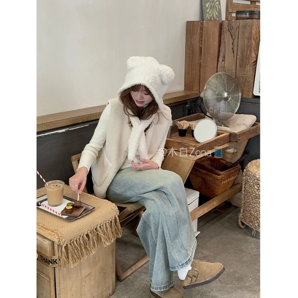 【木白Zona】“必买奶油马甲 ” .秋冬新款ins小众设计颗粒绒马甲