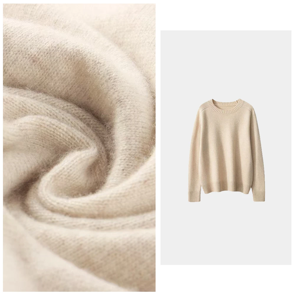 纯羊毛软糯毛衣女秋冬加厚宽松套头慵懒风打底针织衫上衣外穿休闲