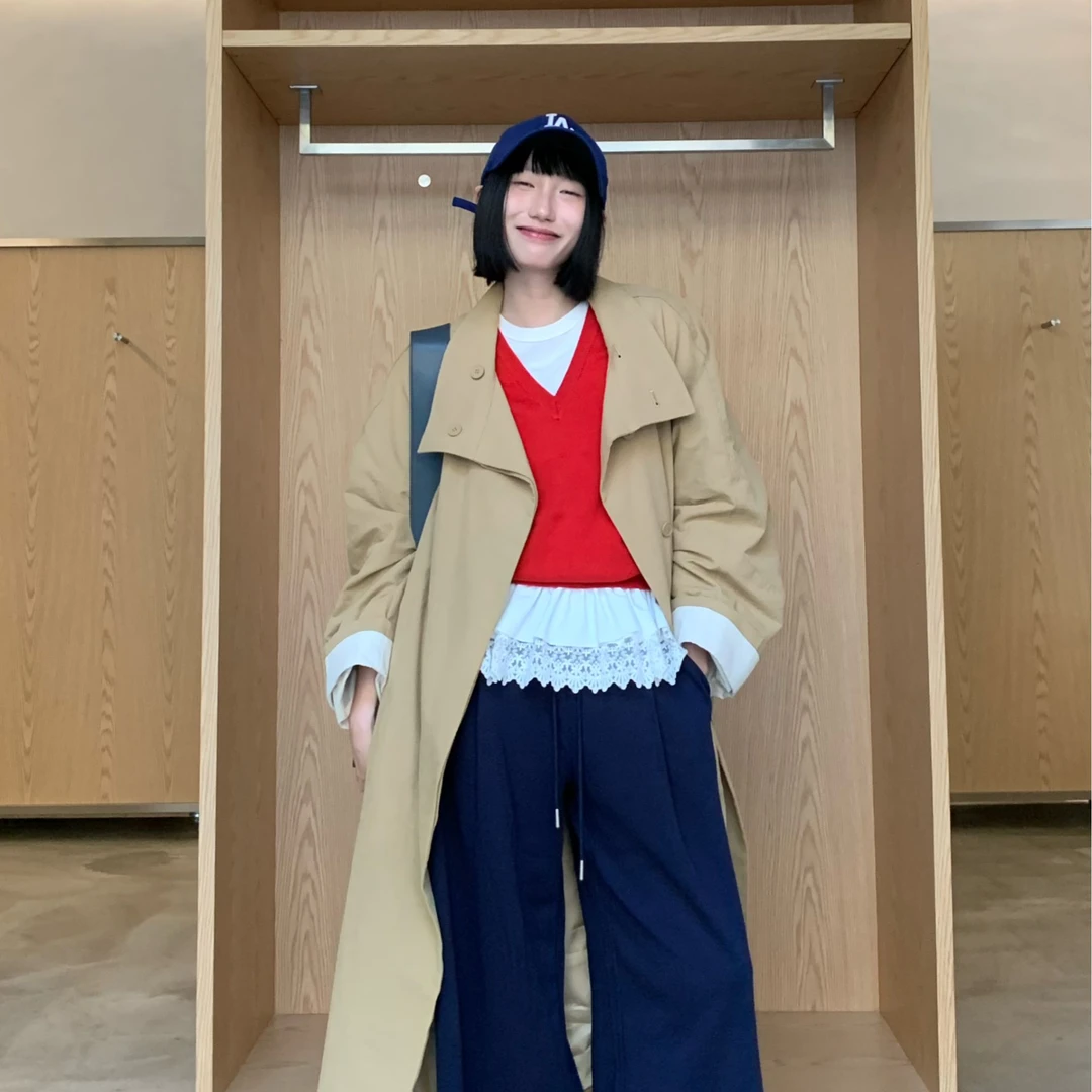 CHEFIGO廓形卷边风衣