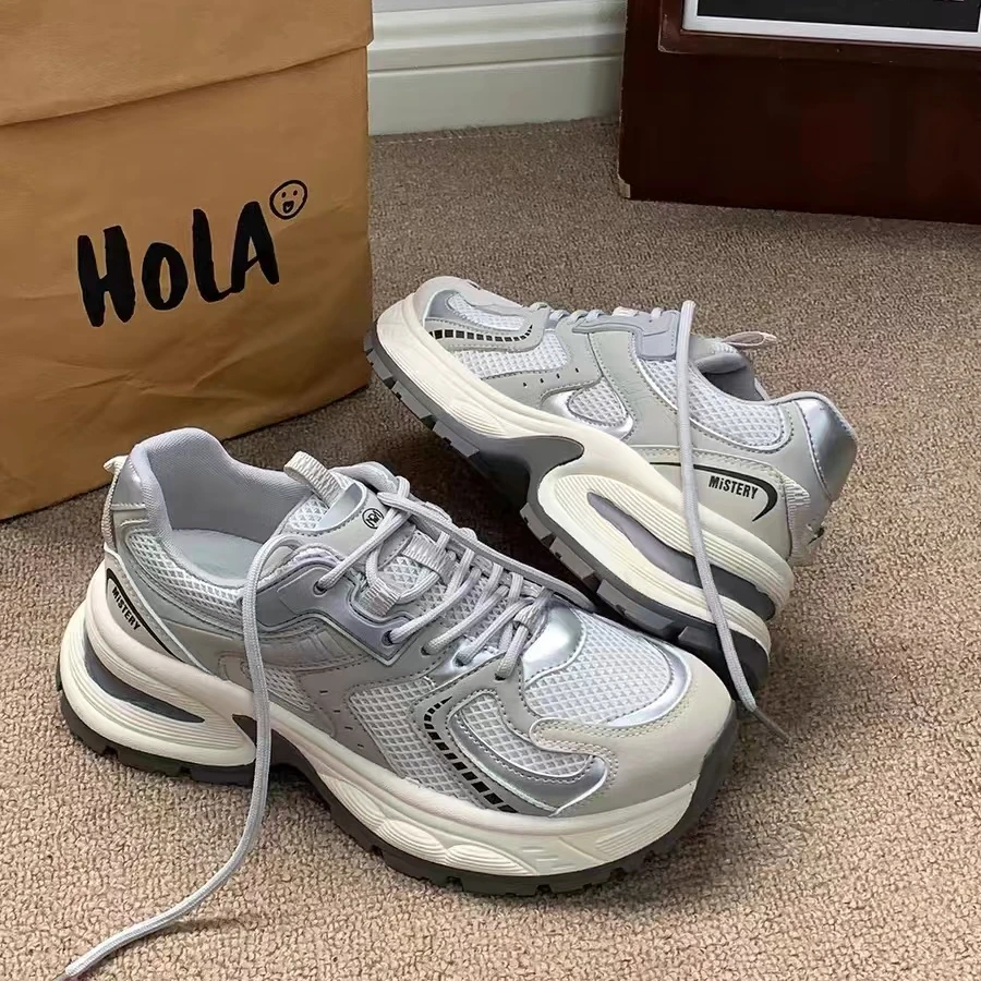 厚底老爹鞋女2024春季新款超火百搭时尚休闲鞋ins小众复古运动鞋