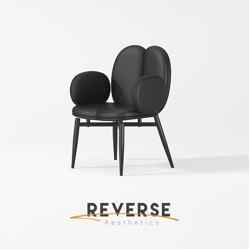 逆时针意式轻奢创意设计师餐椅家用生态真皮高级感高端别墅餐椅