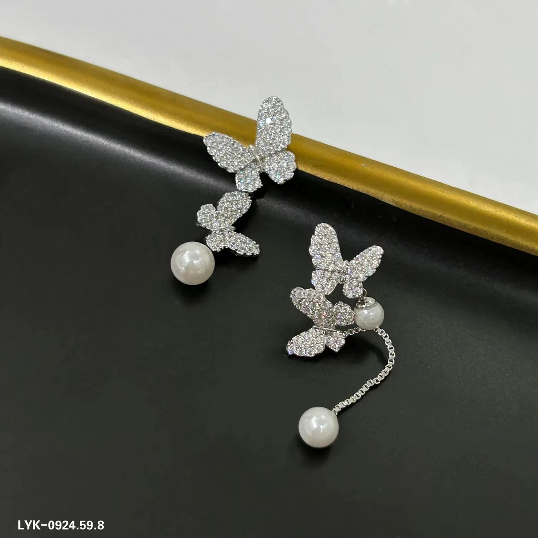 合金仿珍珠耳饰 拉芙尼时尚蝴蝶耳饰系—LYK-0924