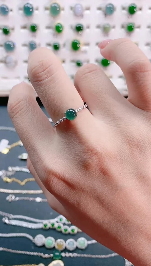 【闪购商品】翡翠戒指银S925镶嵌天然翡翠