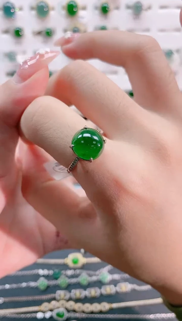 【闪购商品】翡翠戒指银S925镶嵌天然翡翠