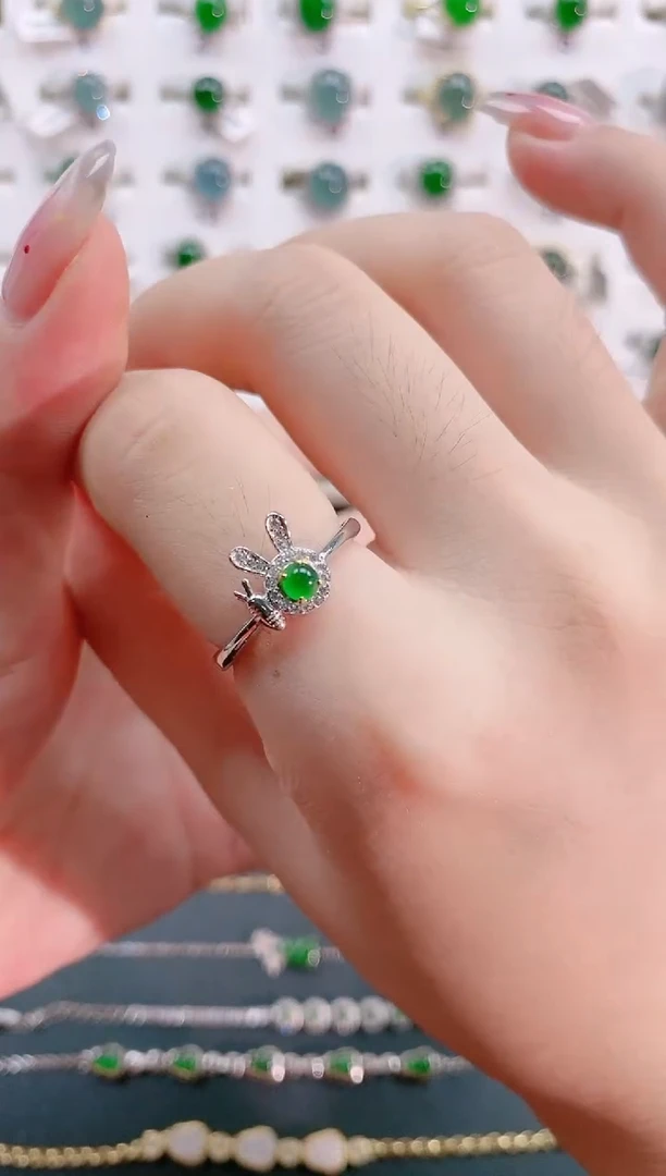 【闪购商品】翡翠戒指银S925镶嵌天然翡翠