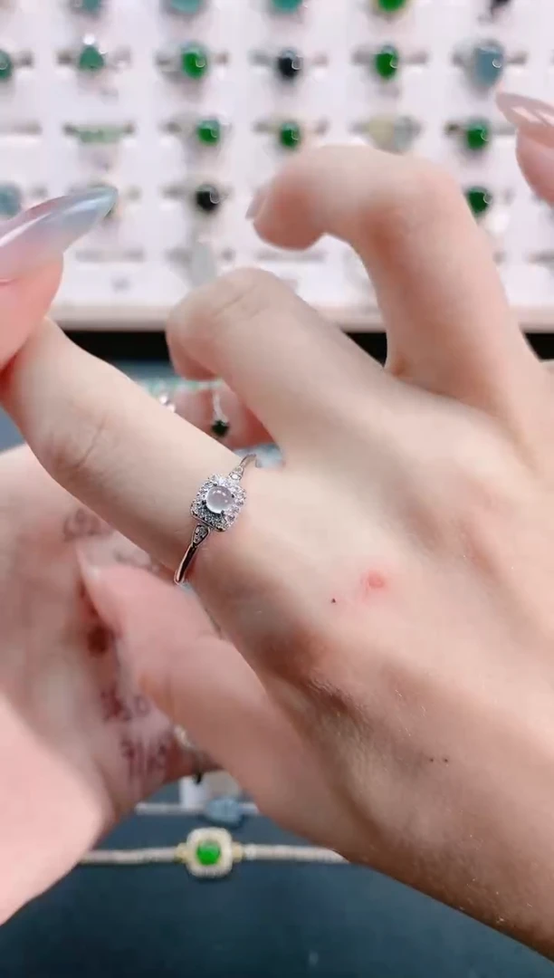 【闪购商品】翡翠戒指银S925镶嵌天然翡翠