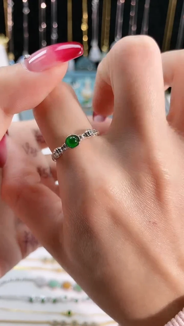 【闪购商品】翡翠天然翡翠银S925镶嵌天然翡翠