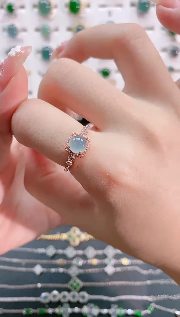 【闪购商品】翡翠戒指银S925镶嵌天然翡翠