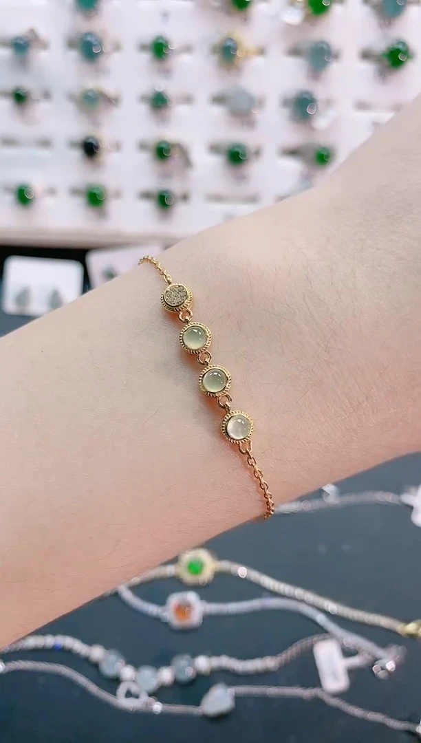 【闪购商品】翡翠手链银S925镶嵌天然翡翠