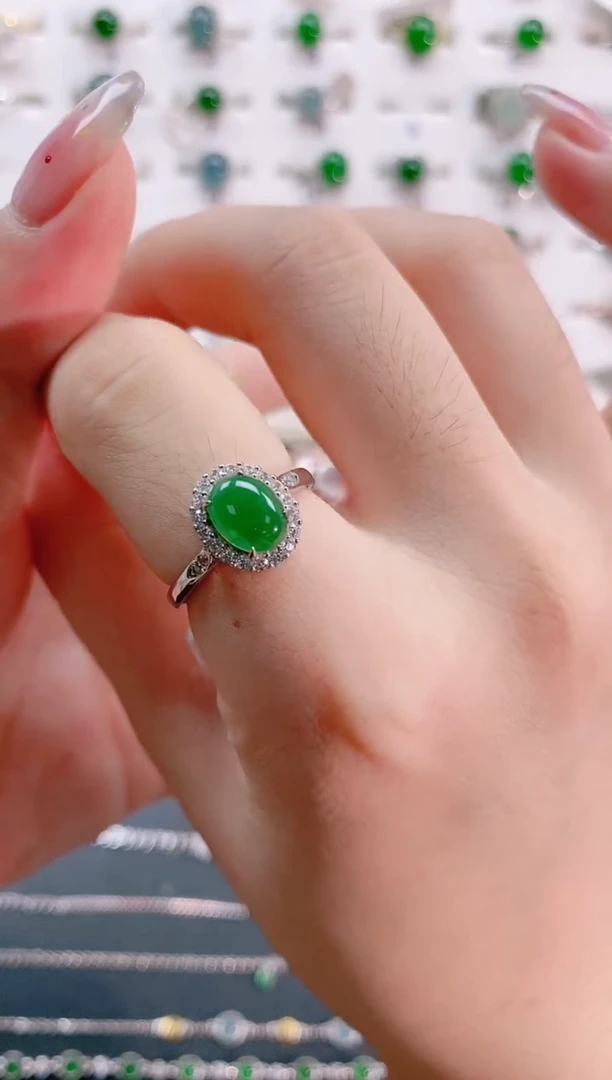 【闪购商品】翡翠戒指银S925镶嵌天然翡翠