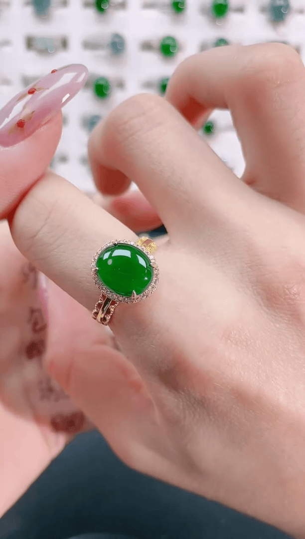 【闪购商品】翡翠手链银S925镶嵌天然翡翠戒指