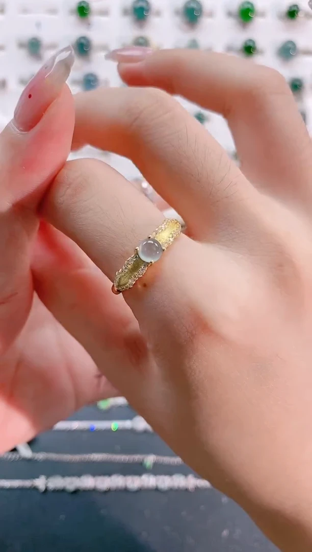 【闪购商品】翡翠戒指银S925镶嵌天然翡翠