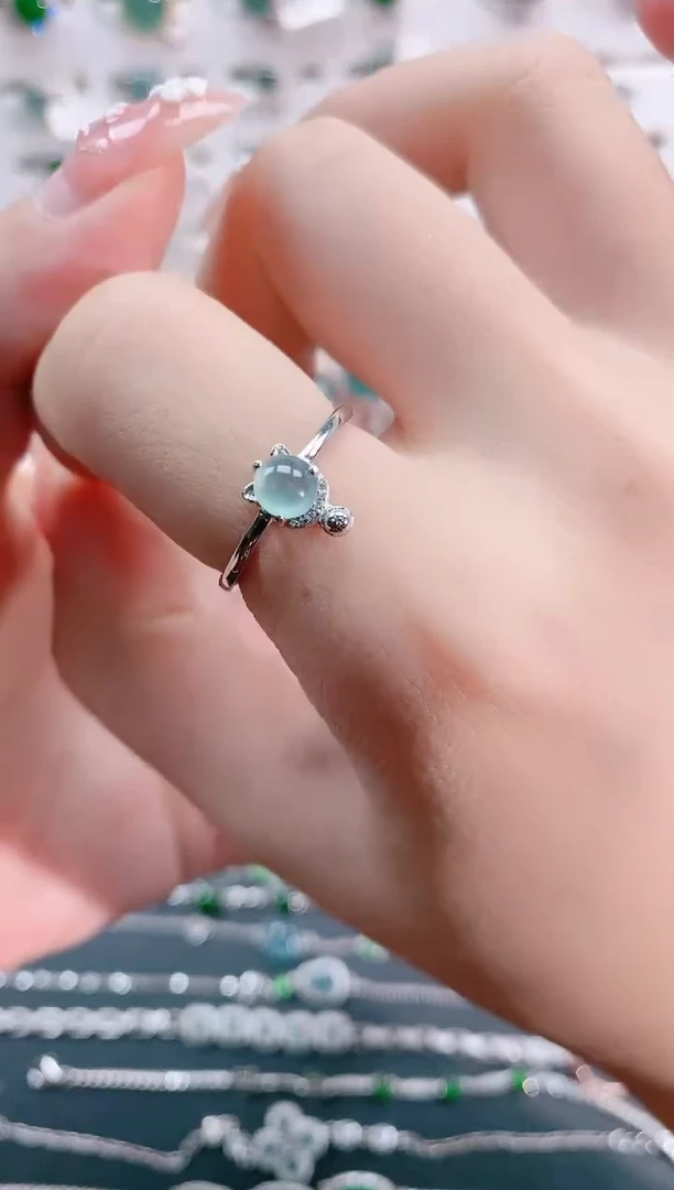 【闪购商品】翡翠戒指银S925镶嵌天然翡翠