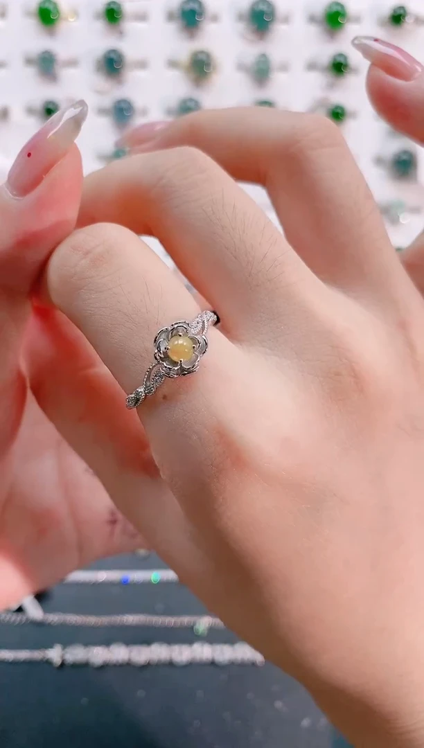 【闪购商品】翡翠戒指银S925镶嵌天然翡翠