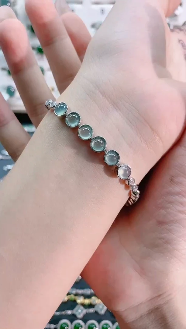 【闪购商品】翡翠手链银S925镶嵌天然翡翠
