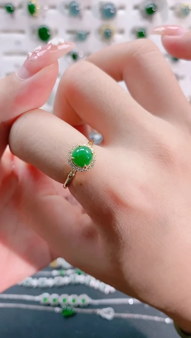 【闪购商品】翡翠戒指银S925镶嵌天然翡翠