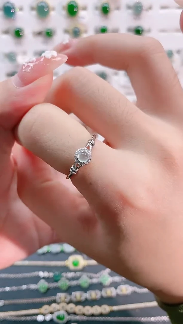 【闪购商品】翡翠戒指银S925镶嵌天然翡翠