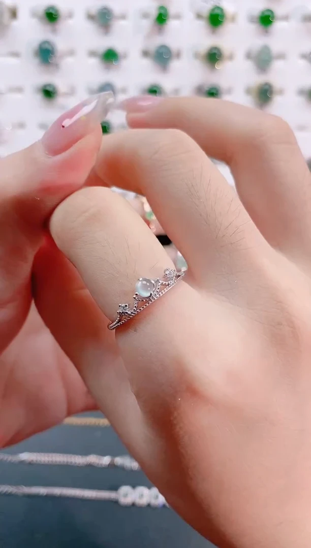 【闪购商品】翡翠戒指银S925镶嵌天然翡翠