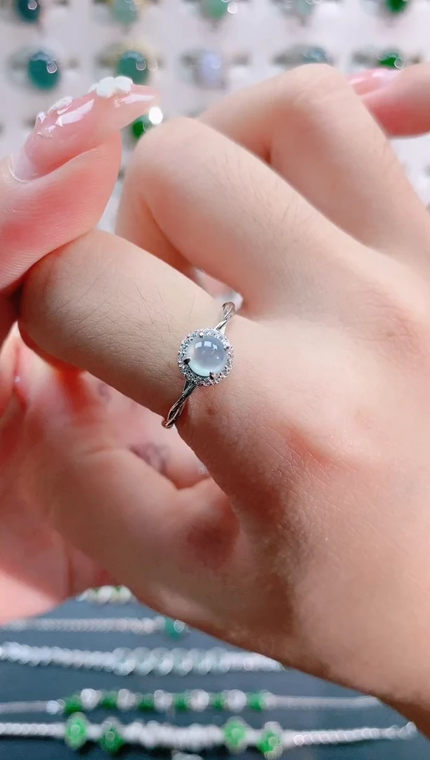 【闪购商品】翡翠戒指银S925镶嵌天然翡翠