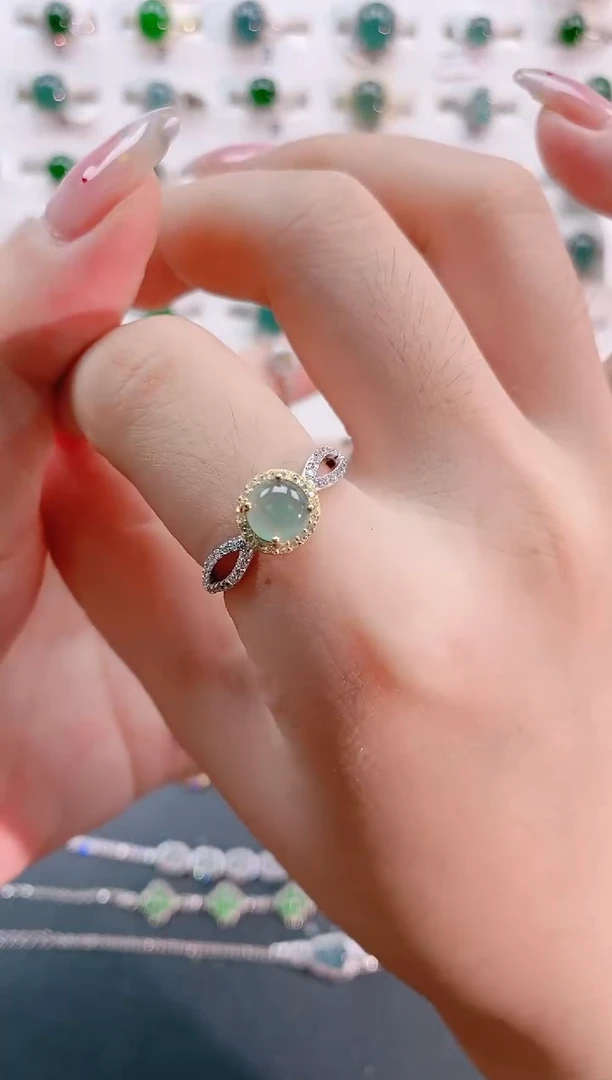 【闪购商品】翡翠戒指银S925镶嵌天然翡翠