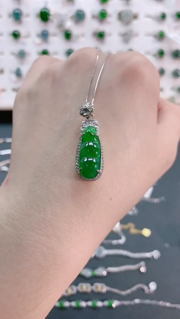 【闪购商品】翡翠颈饰银S925镶嵌天然翡翠