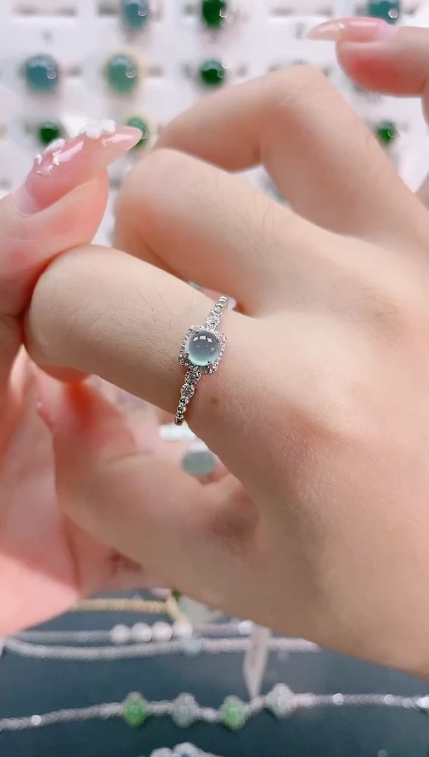 【闪购商品】翡翠戒指银S925镶嵌天然翡翠