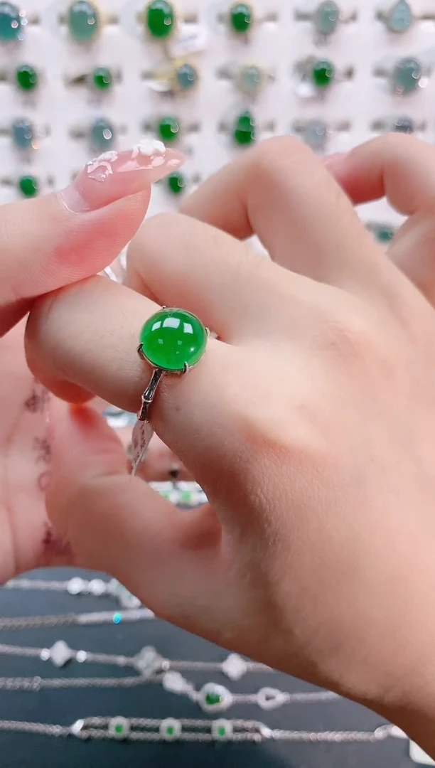 【闪购商品】翡翠戒指银S925镶嵌天然翡翠