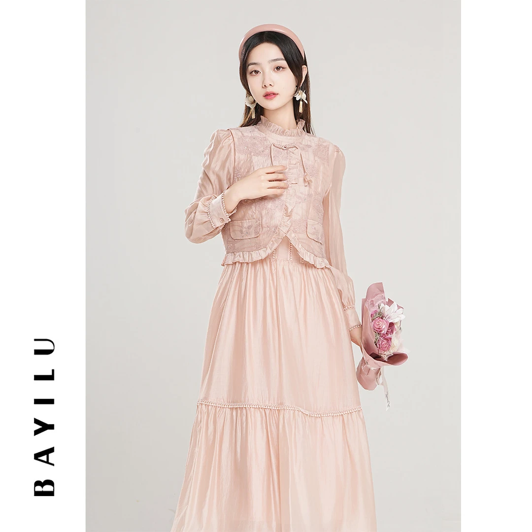 【奢香夫人】芭依璐秋季新款两件套法式马甲套装连衣裙89L7004