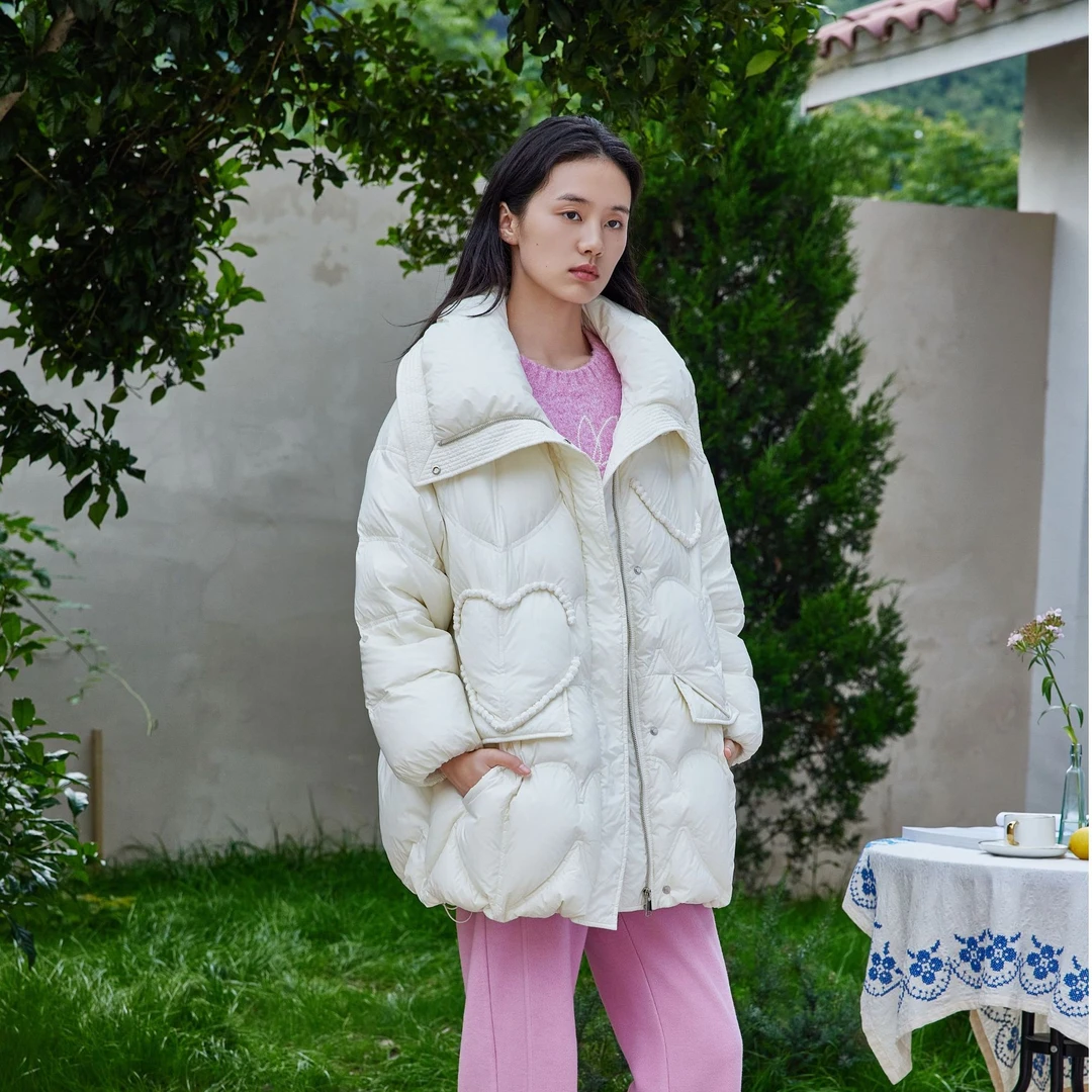 【毛毛专属】翻领甜美浪漫甜美爱心羽绒服88Y6018