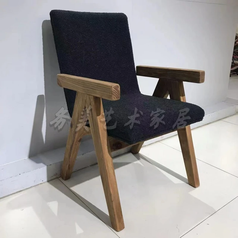 BORCH/博瑞奇复古简约家用布艺款松木实木椅K字靠背椅餐椅（05960）