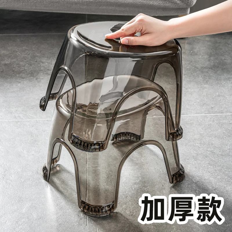 亚克力透明小凳子家用矮凳客厅茶几儿童圆凳加厚小型椅子塑料板凳