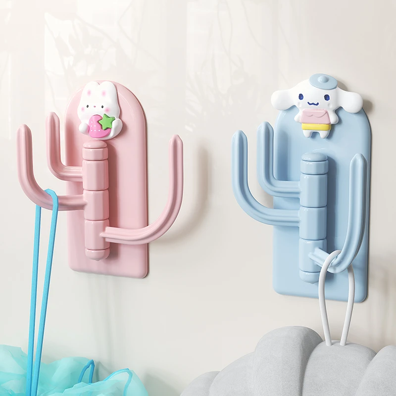 无痕三钩挂钩可爱免打孔墙壁强力粘贴门后承重粘钩旋转钥匙挂架