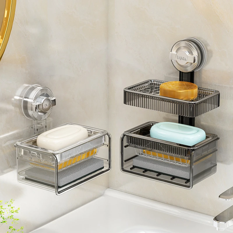 优勤吸盘肥皂盒壁挂式免打孔香皂盒置物架家用浴室沥水洗漱台收纳