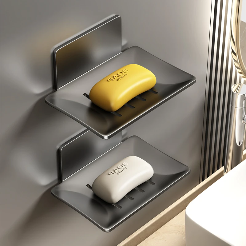 优勤肥皂盒壁挂式卫生间免打孔肥皂沥水盒家用浴室收纳香皂置物架