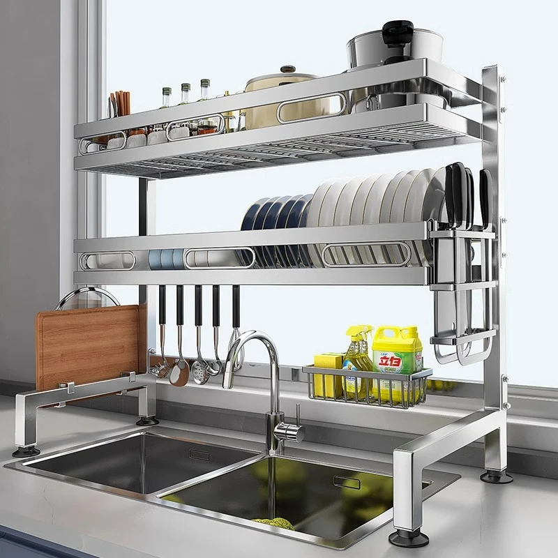 优勤厨房水槽置物架不锈钢收纳架子多功能水池上方洗碗碟盘沥水架