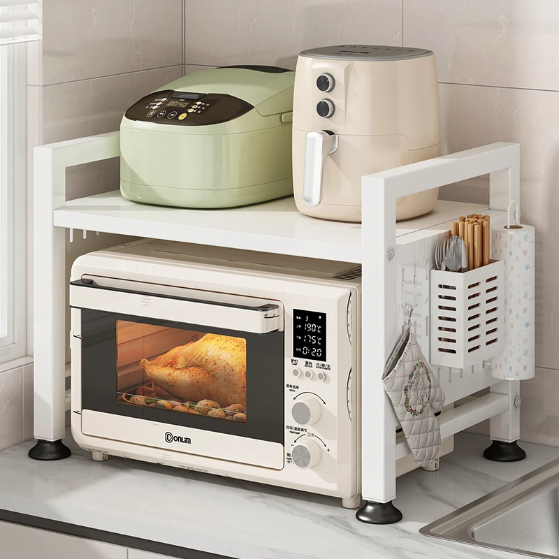 厨房微波炉置物架多功能家用台面烤箱伸缩支架双层收纳架子烤箱架