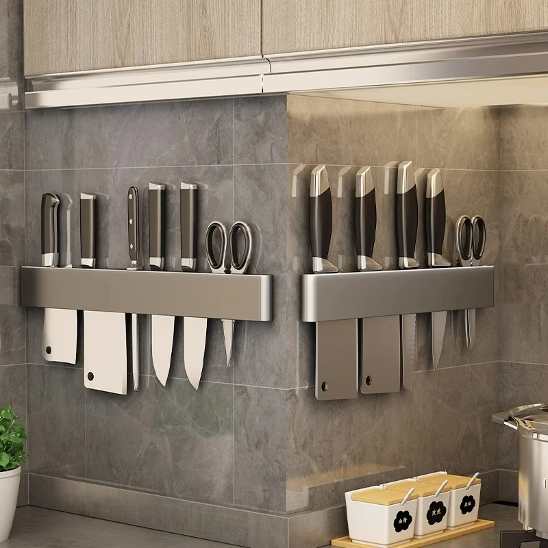 厨房刀架置物架不锈钢免打孔壁挂刀座收纳架插刀家用置放菜刀架子
