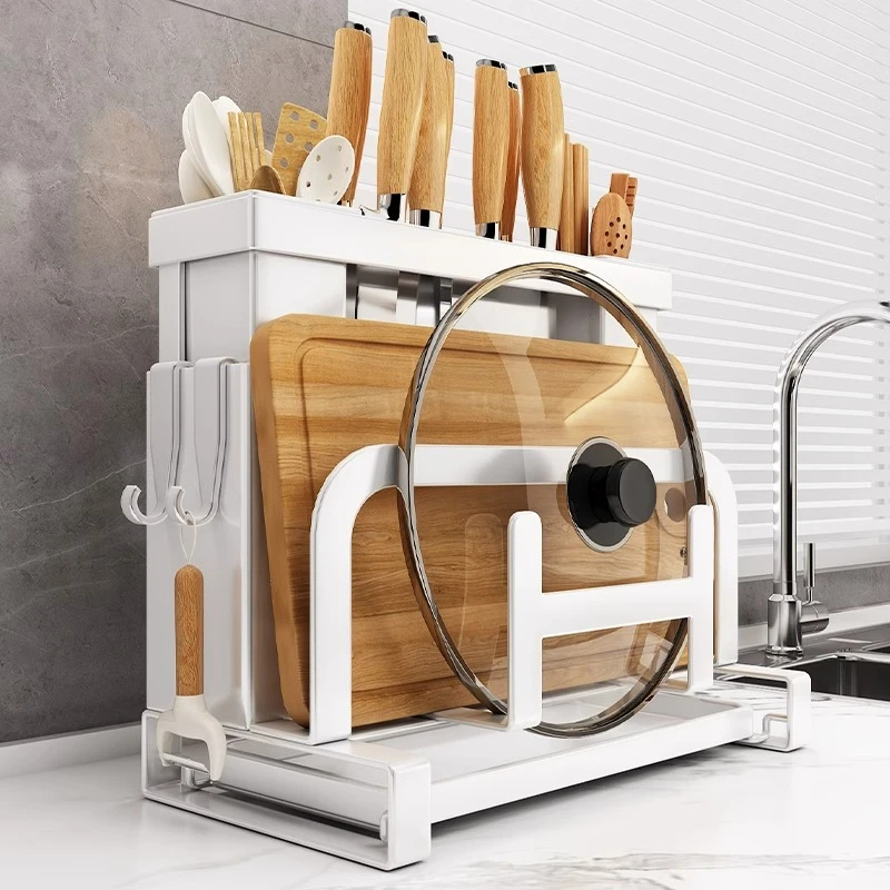 优勤厨房刀架置物架2024新款台面菜板菜刀筷笼一体砧板刀具收纳架