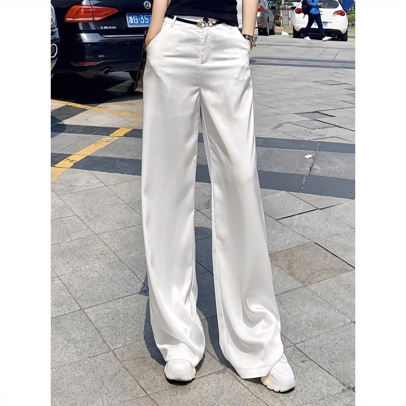 上档次阔腿裤女夏季薄款2025新款宽松直筒裤子高腰垂感休闲西装裤
