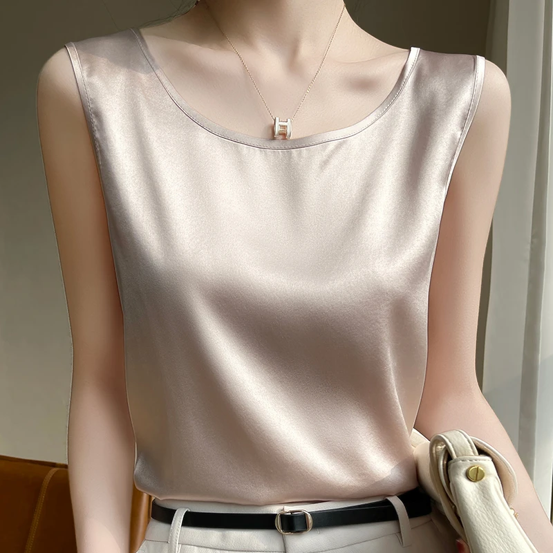 高端冰丝气质背心女洋气夏季宽松遮肚子小吊带女士无袖轻奢上衣