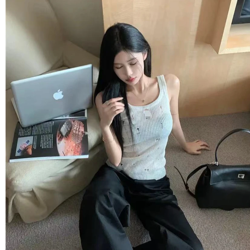 【SANWENYUYU】打底背心百搭秋冬季ins辣妹显瘦修身短款