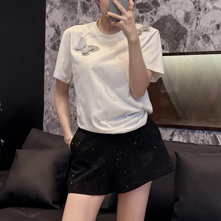 0853防晒冰凉感抗菌速干索罗娜T恤宽松气质洋气女士T恤高奢夏季