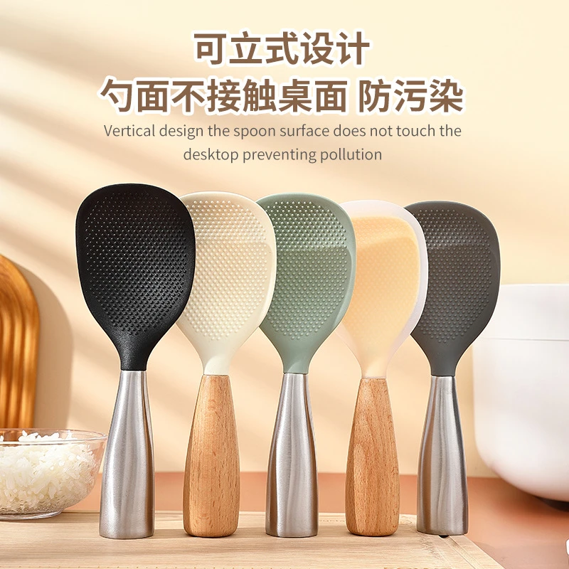 【金蓓吉】食品级硅胶米饭勺盛饭勺耐高温不沾米可立式设计饭勺厂家