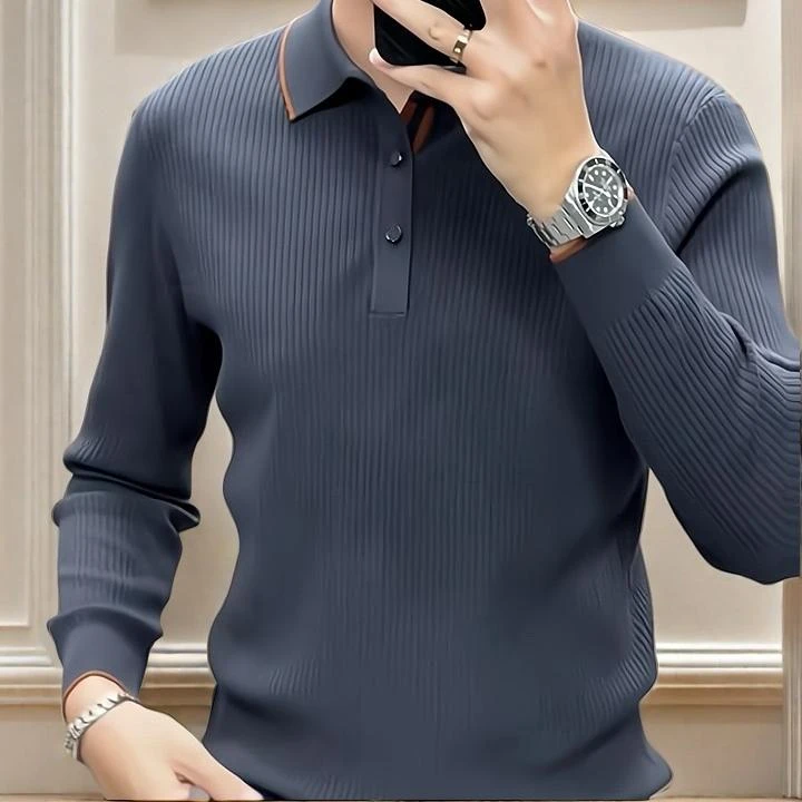 春季男士针织衫打底衫毛衣翻领POLO衫商务休闲百搭轻奢长袖潮