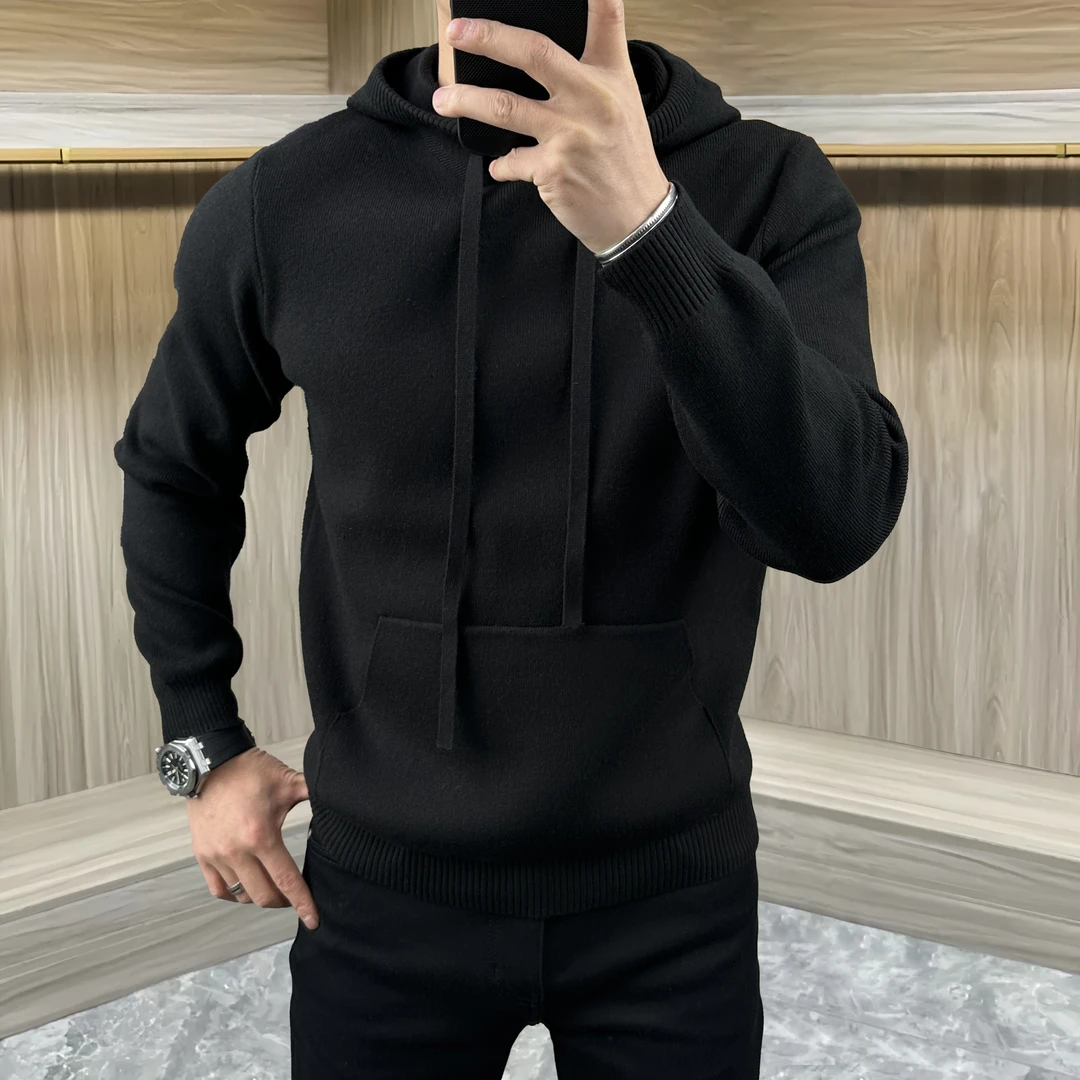 保暖搭子男士连帽卫衣针织衫打底毛衣美拉德色系时尚潮流百搭简约
