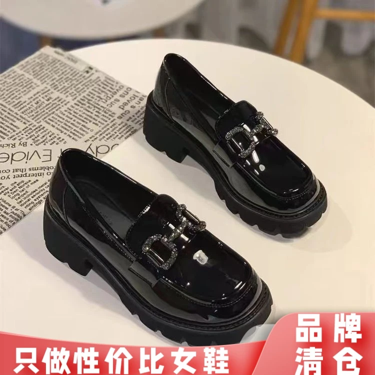 真皮厚底乐福鞋女2024新款漆皮黑色英伦风小皮鞋平底单鞋玛丽珍鞋