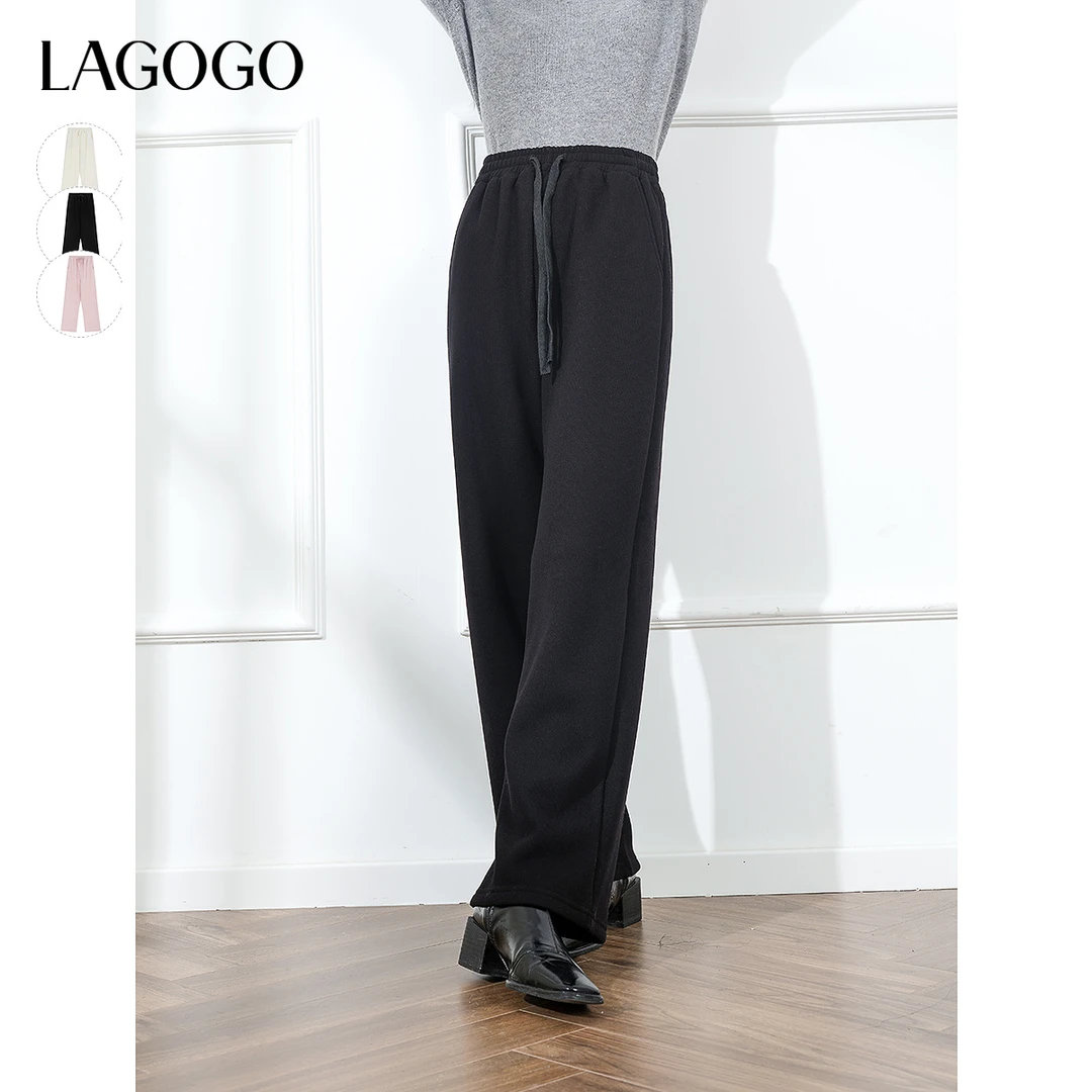 【LAGOGO】lagogo新款百搭舒适显瘦糯米裤阔腿裤女NCKK539G23