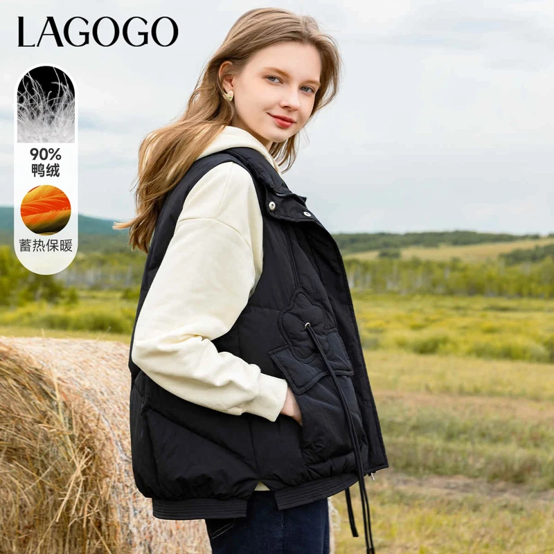Lagogo拉谷谷新款立领羽绒马甲女MCYY339G33