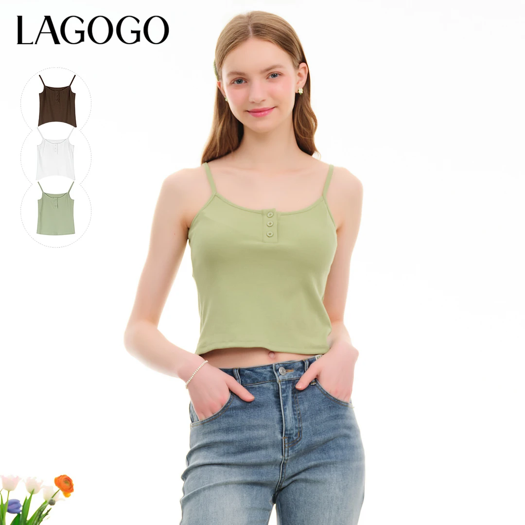 【芋总专属】Lagogo新款方领修身显瘦纯色打底背心女NASS133G58