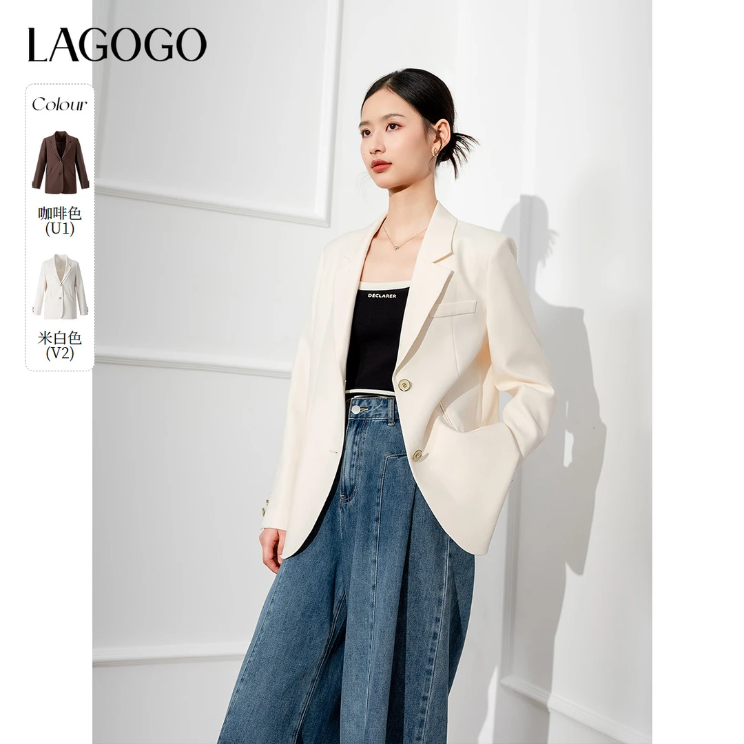 【新东方专属】lagogo新款简约气质通勤挺括西装女NCWW437G03